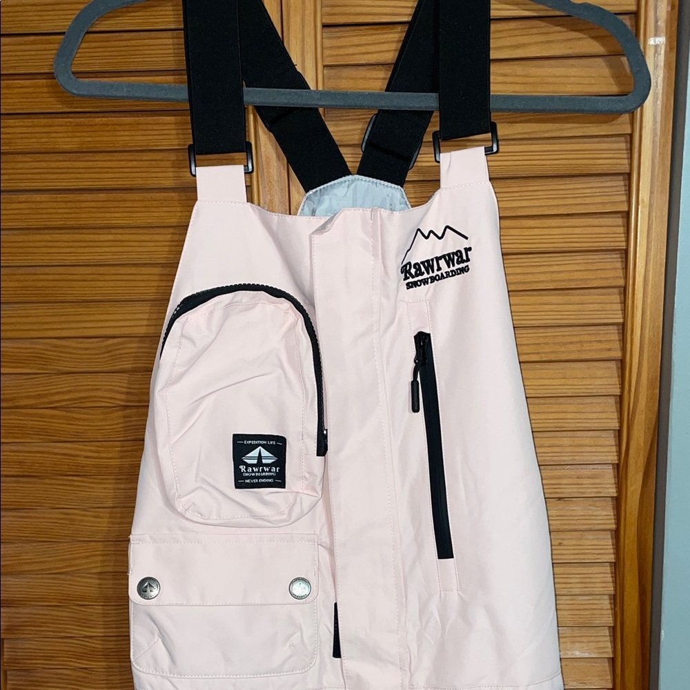 Rawrwar Snowboarding Light Pink Adjustable Snow Bib